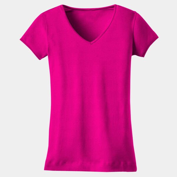 Juniors 1x1 Rib V Neck Tee Thumbnail